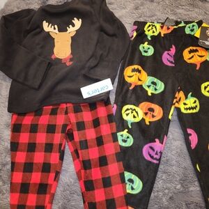 Black Moose Sweater and Plaid Pajama Set